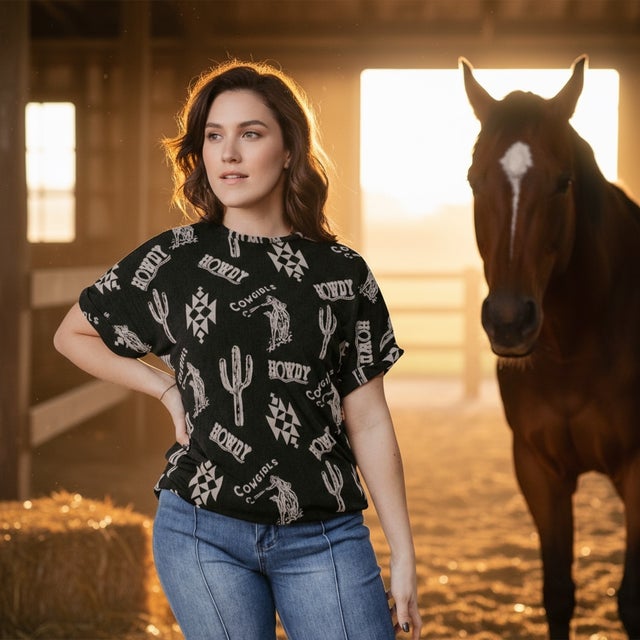 Ameri 新品 UNDRESSED HORSE BIT BLOUSE Bit & Bridle Shirt Mens Medium Longsleeve Button Up Horse Print
